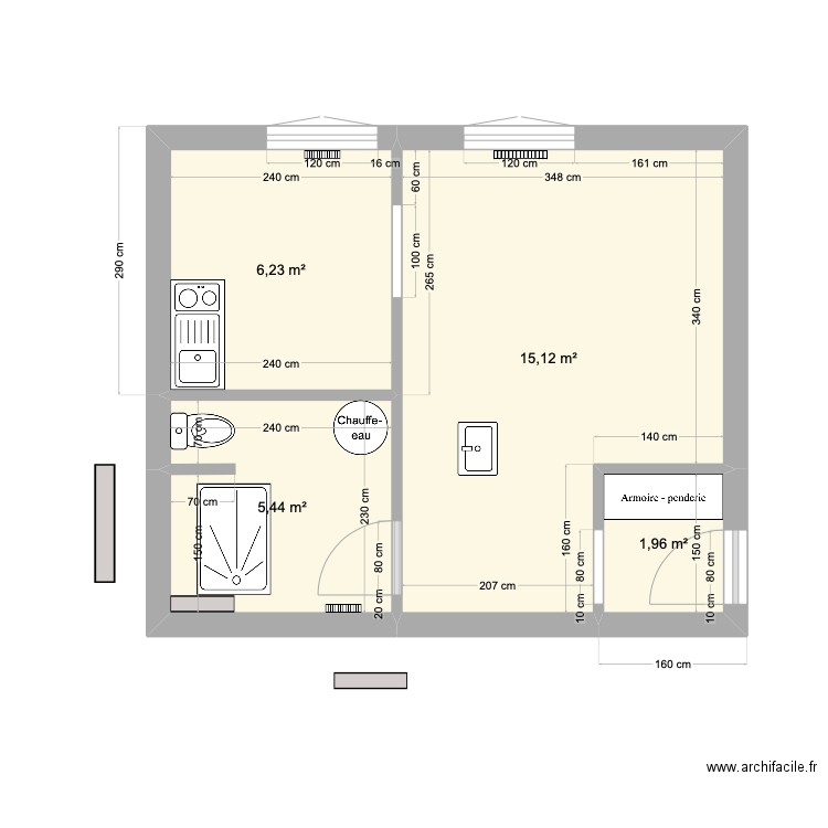 ERNEST 3. Plan de 4 pièces et 29 m2