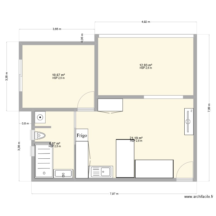 apt propo 4. Plan de 4 pièces et 51 m2