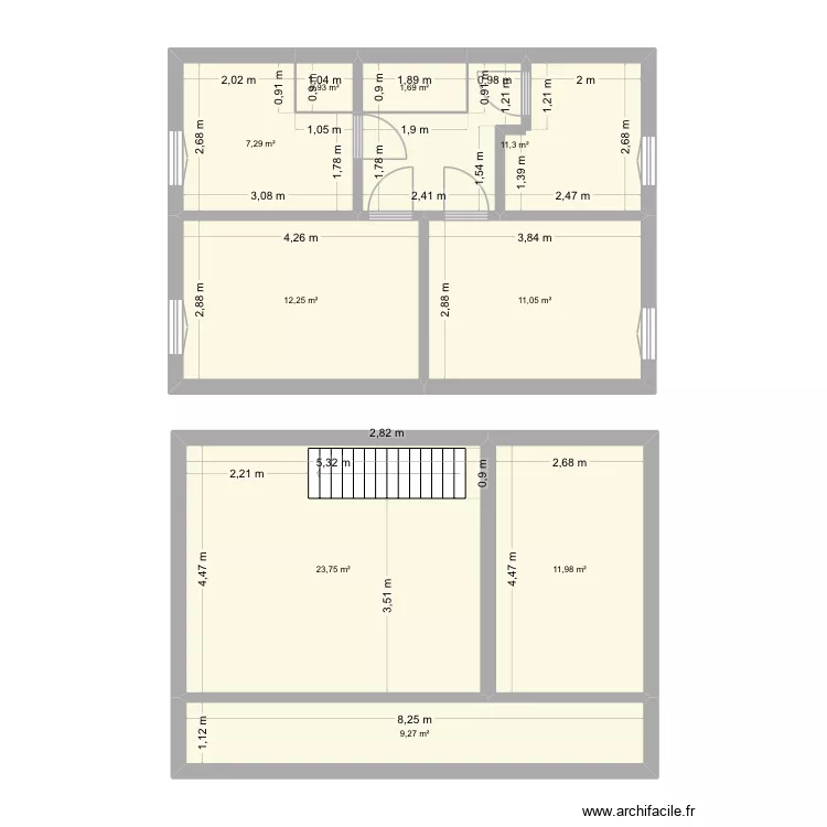 montmejean2. Plan de 9  et 90 m²