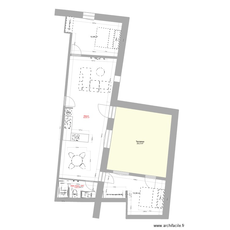 LE MOULIN DE GRAVESON - APPART 5 - V1. Plan de 5 pièces et 92 m2