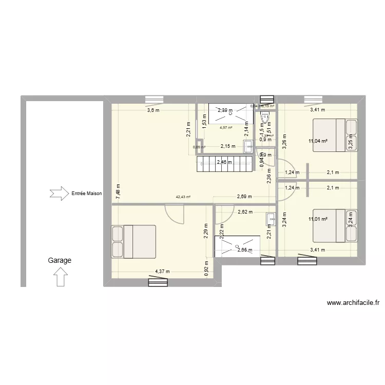 Plan maison blanche &eacute;tage. Plan de 8 Pièces et 71 m²