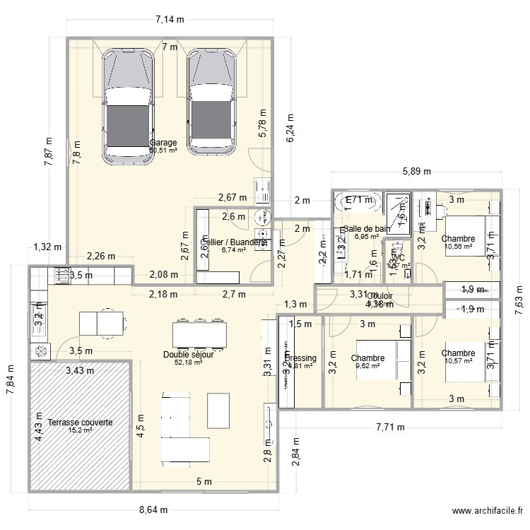 Maison v10. Plan de 11 pièces et 173 m2