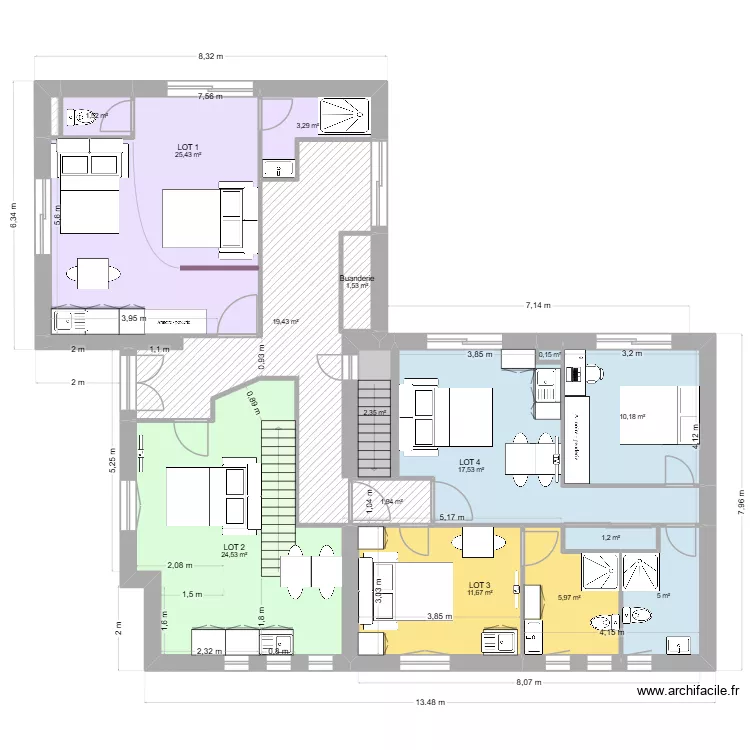 Le 148 - Plan projet. Plan de 20 et 157 m² Le 148 - Plan projet. Plan de 20 et 157 m²