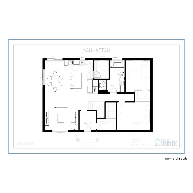 manhattan test émilie. Plan de 1 pièce et 103 m2