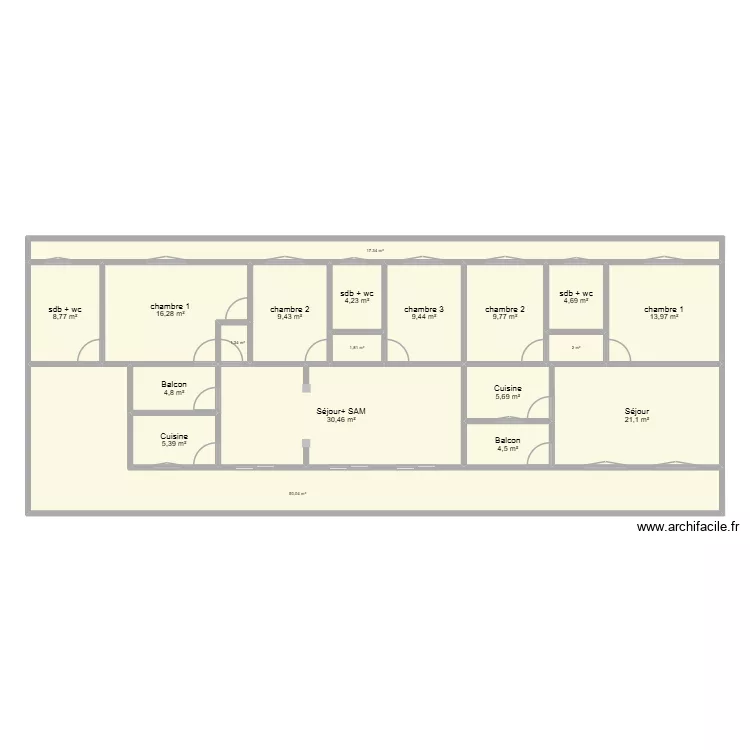 LABASE2. Plan de 19  et 221 m²