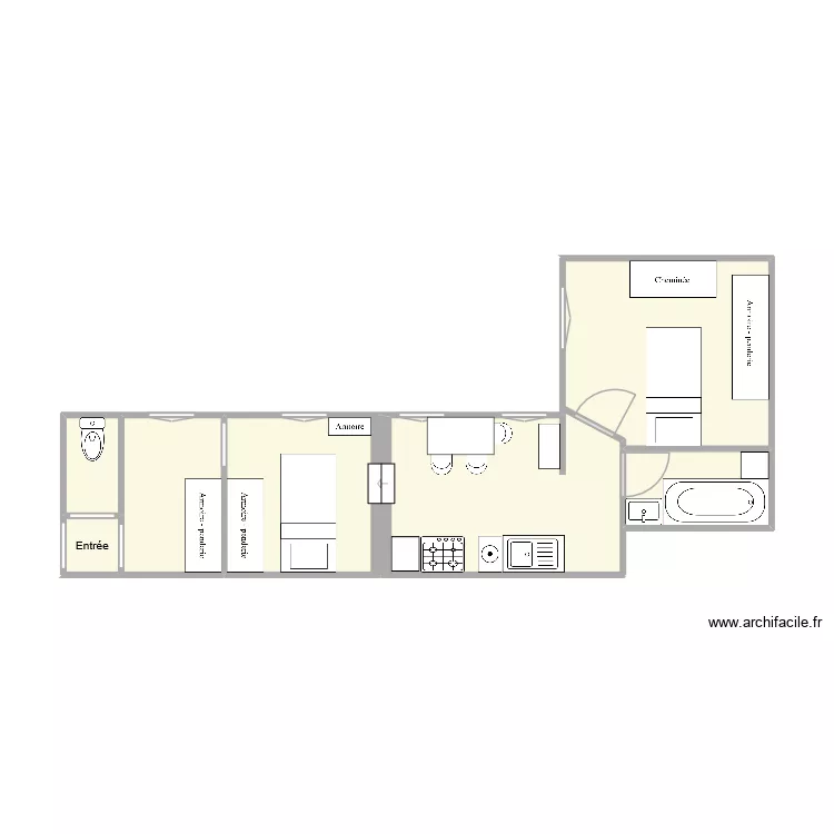 Mme. VAI. Plan de 7  et 33 m²