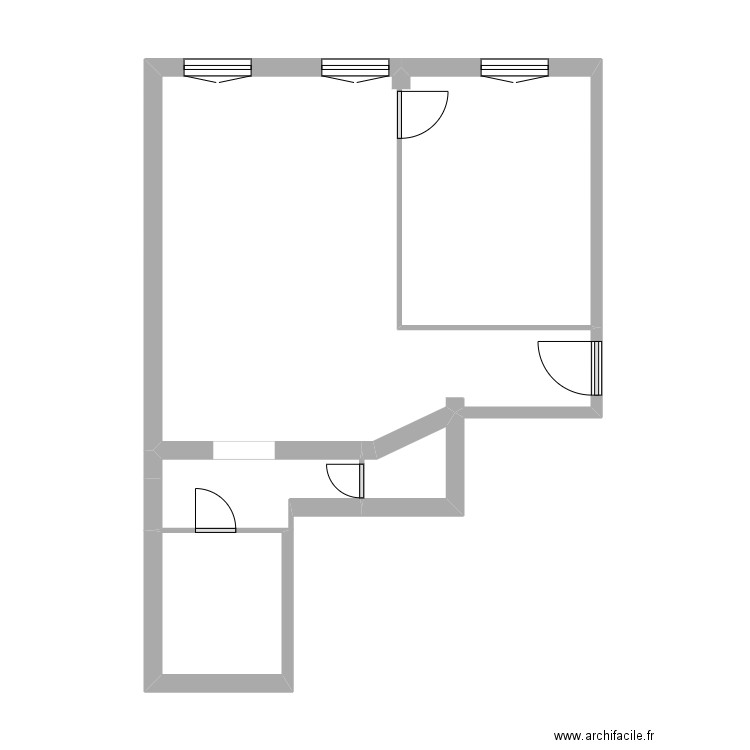 28 BOURGOGNE 001. Plan de 3 pièces et 38 m2