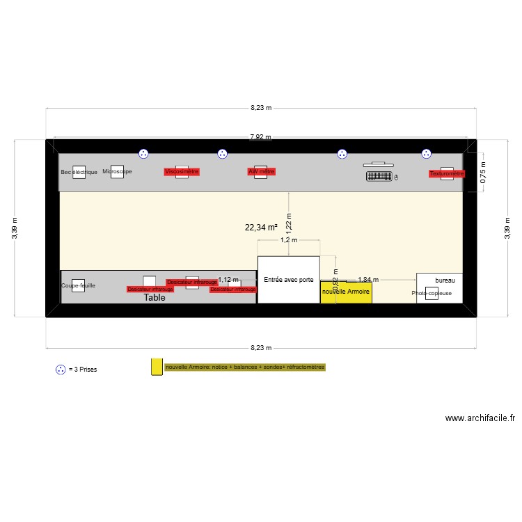 Plan salle de 2. Plan de 1 pièce et 22 m2