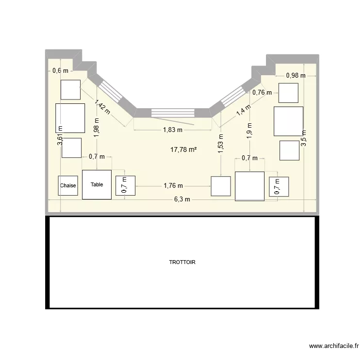 terrasse Alacn. Plan de 1 Pièce et 18 m² terrasse Alacn. Plan de 1 Pièce et 18 m²