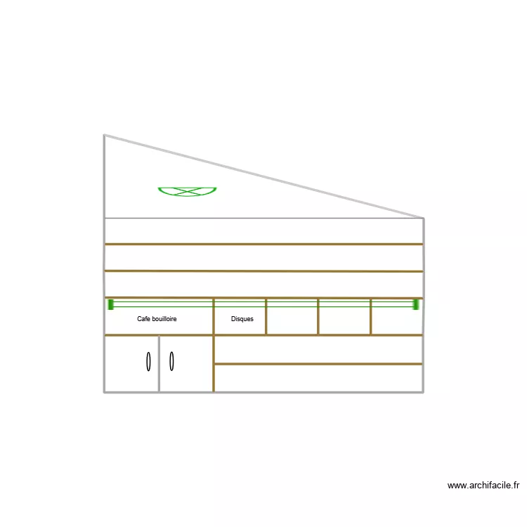 Mur cot&eacute; bureau sans porte. Plan de 8  et 6 m²