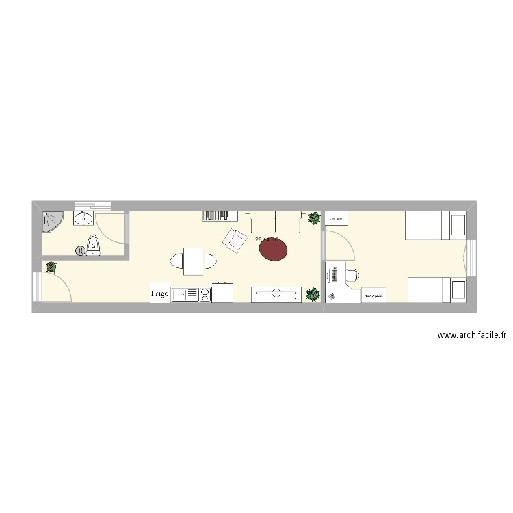technon llily. Plan de 1 pièce et 28 m2
