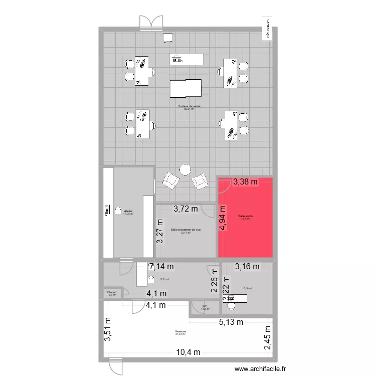 Afflelou 2. Plan de 9  et 201 m²