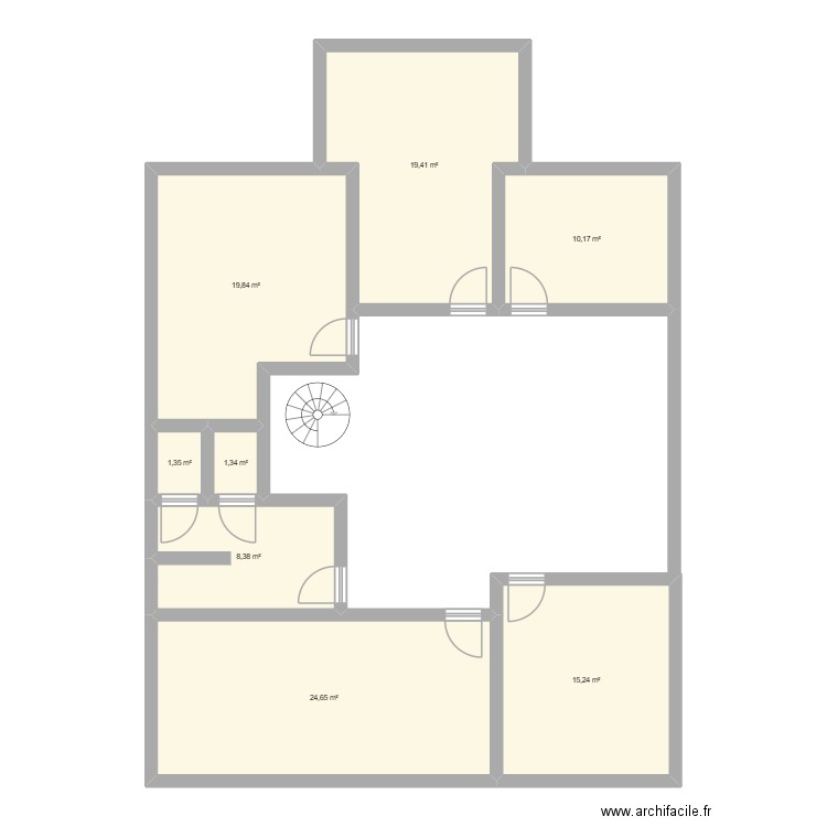 étage. Plan de 8 pièces et 100 m2