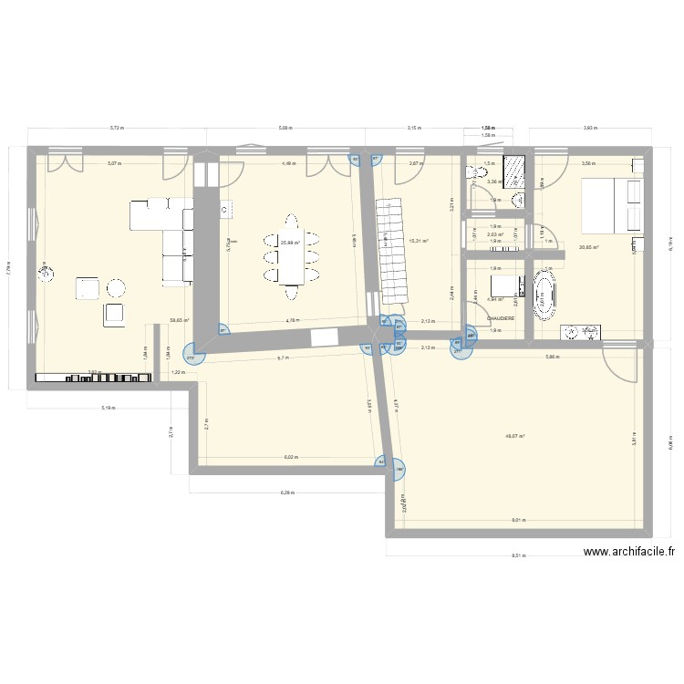chmabre parent 2. Plan de 8 pièces et 179 m2