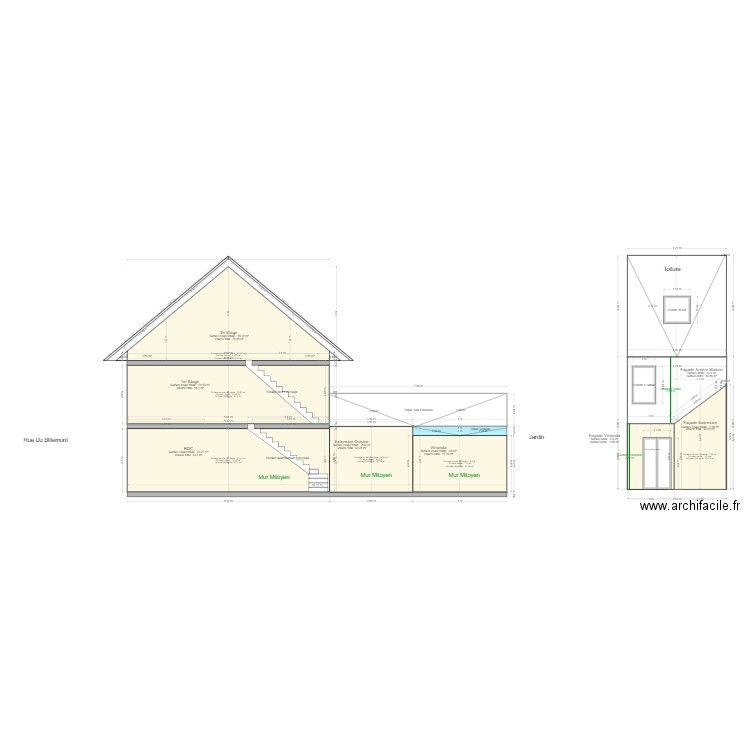 Plan de Coupe Avant Travaux. Plan de 0 pièce et 0 m2