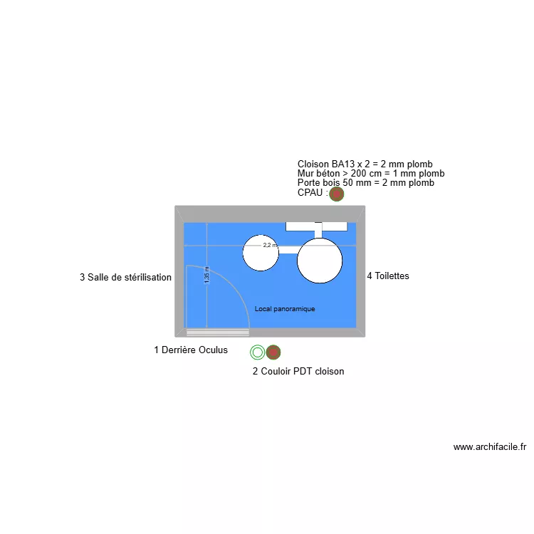 20010 Local panoramique. Plan de 1  et 3 m²