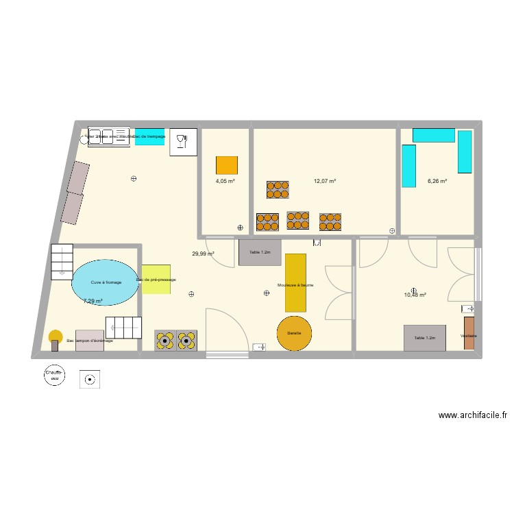 Elise & Damien Demeure. Plan de 6 pièces et 70 m2