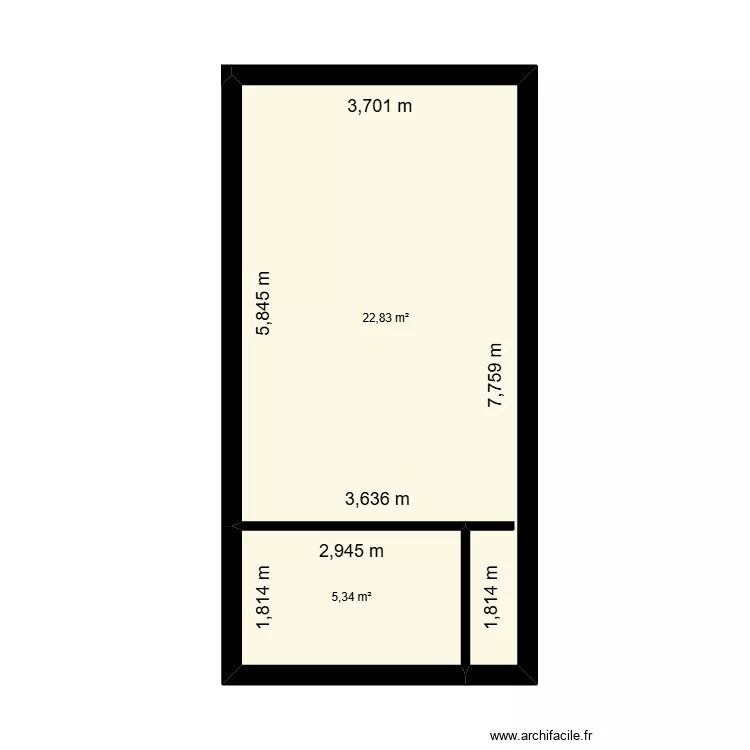esquisse. Plan de 2 pièces et 28 m²