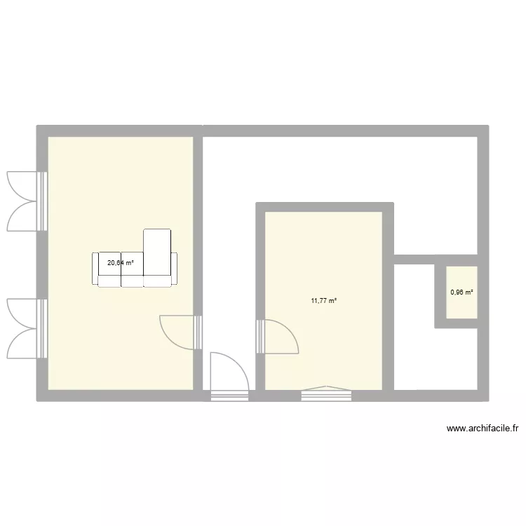 vacquiers  rdc. Plan de 3  et 33 m²