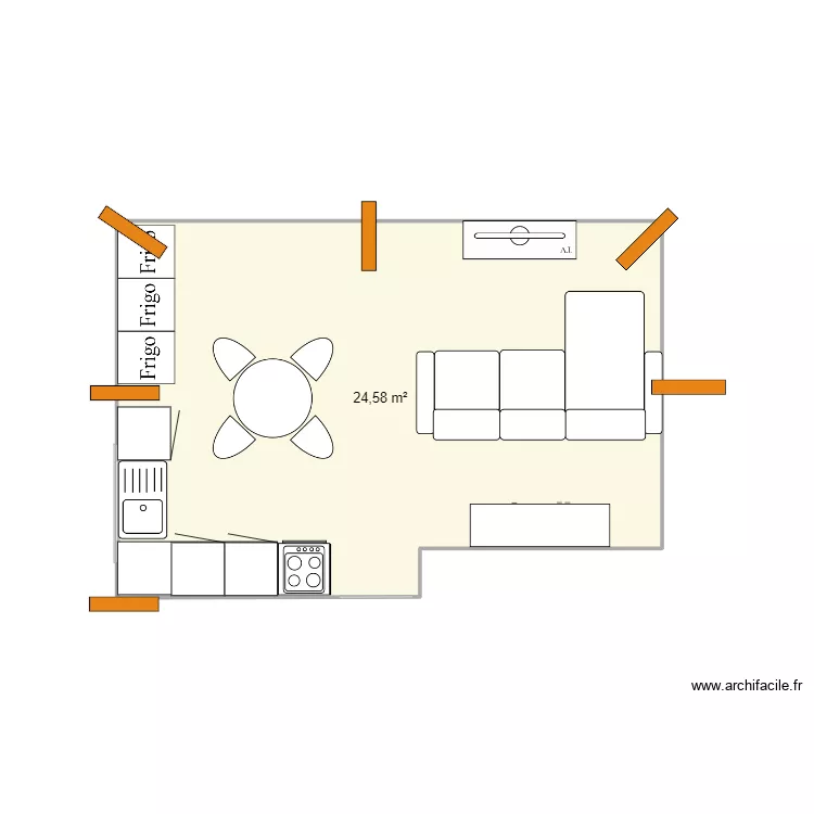 Cuisine comble Margny id&eacute;e de d&eacute;part. Plan de 
