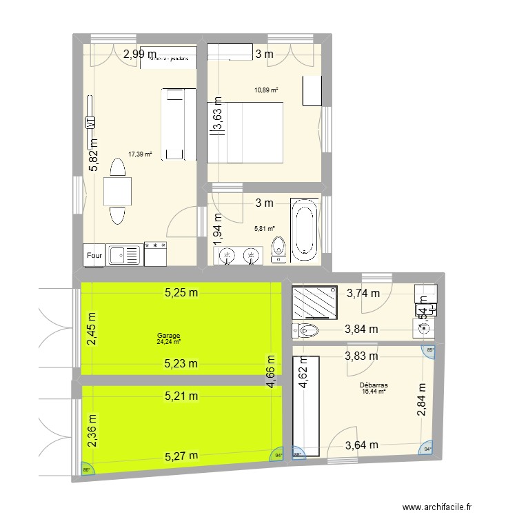 Maison Cadastre B0421. Plan de 5 pièces et 75 m2