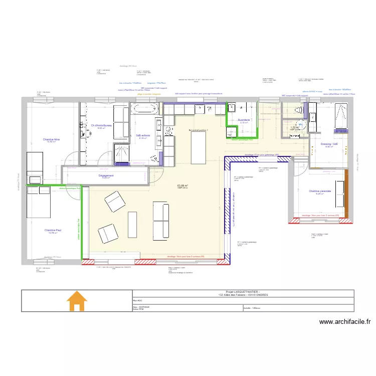 projet  LARQUET/WATIER : am&eacute;nagement 30.07.25 bis. Plan de 