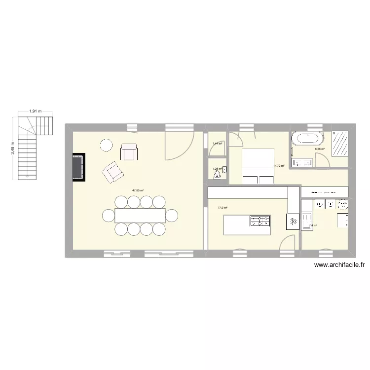 Maison V58. Plan de 7 et 97 m² Maison V58. Plan de 7 et 97 m²