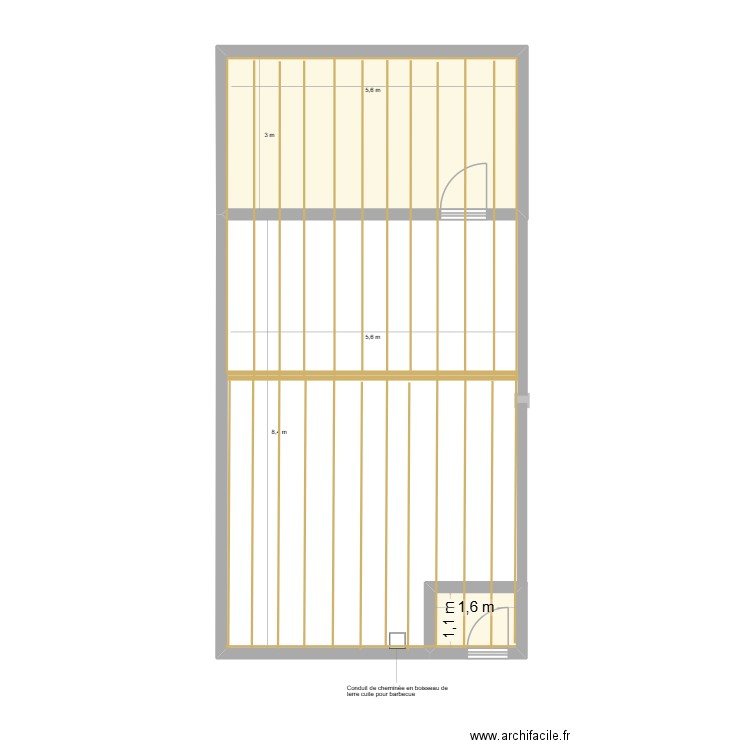 Plan toiture charpente. Plan de 2 pièces et 19 m2