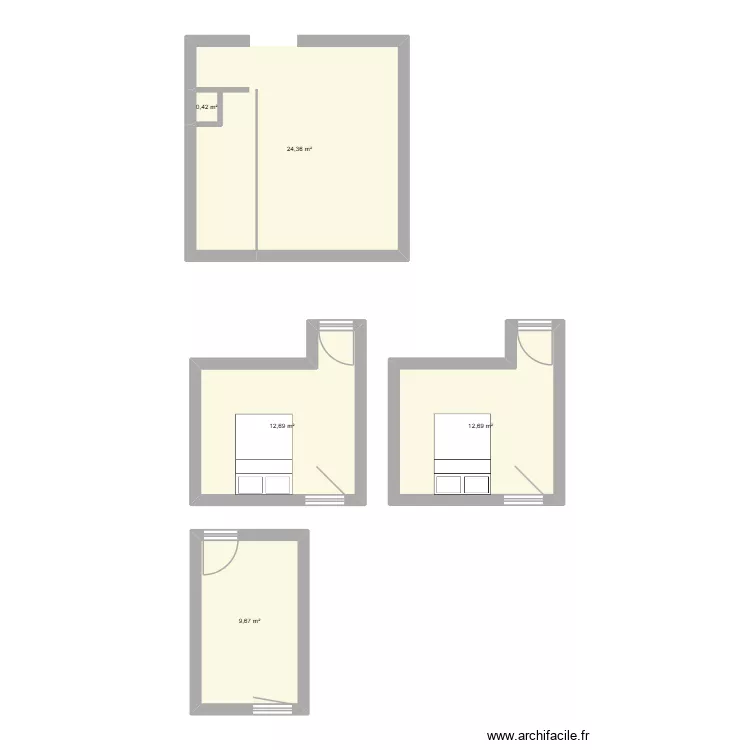 Chambre. Plan de 5 et 60 m² Chambre. Plan de 5 et 60 m²