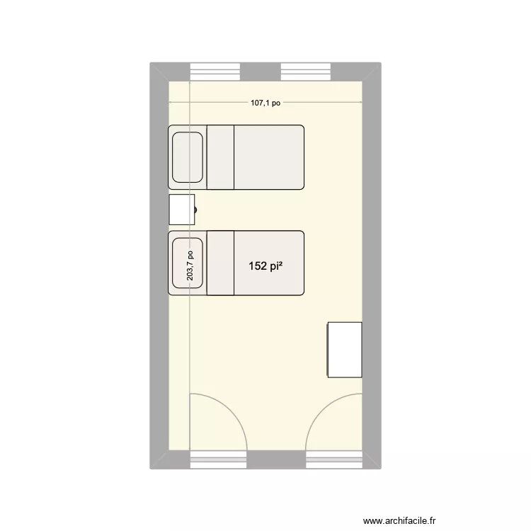 chambre principale Lulu. Plan de 1 Pièce et 14 m²