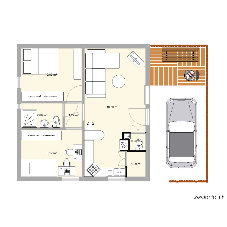 augusta. Plan de 7 pièces et 43 m2
