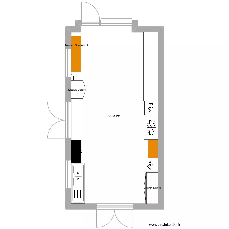 BNI local. Plan de 1  et 30 m²