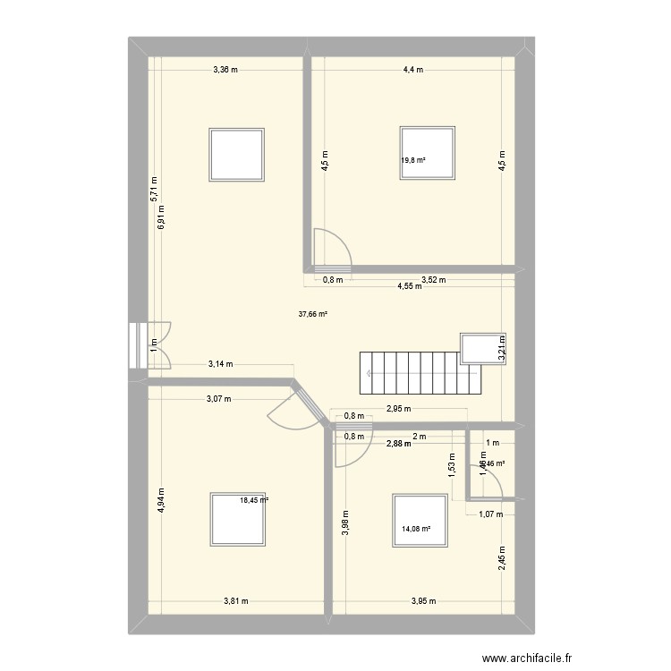 BAUER. Plan de 5 pièces et 91 m2