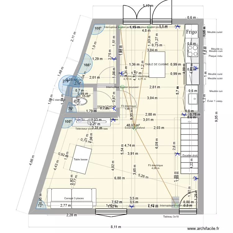 MAISON 2 REZ DE CHAUSSE PMU. Plan de 4  et 51 m²