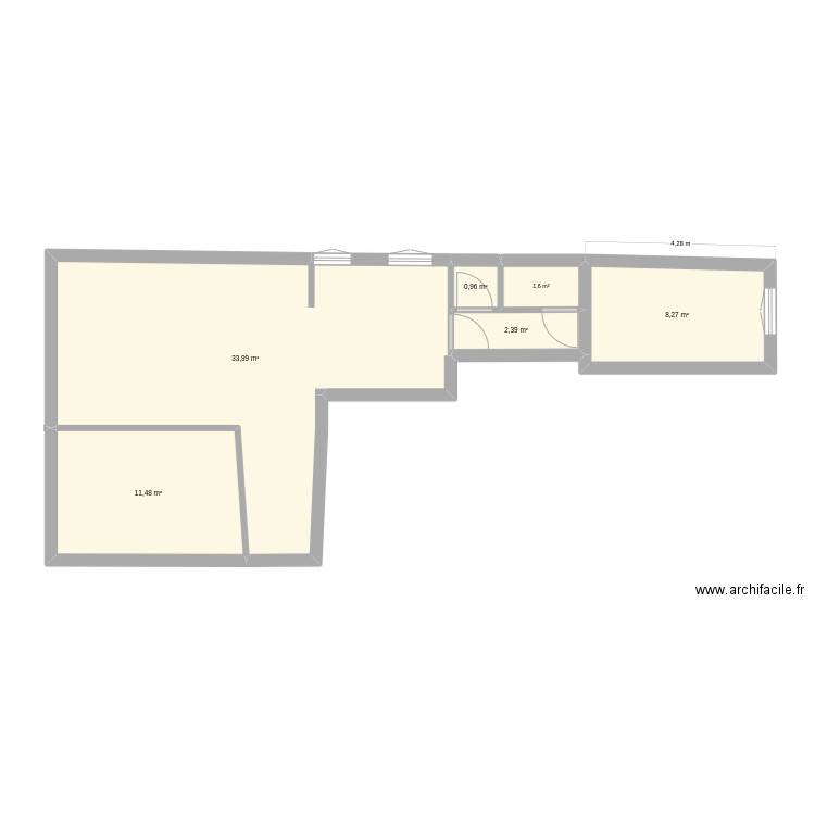 Appart bonheur deux. Plan de 7 pièces et 58 m2