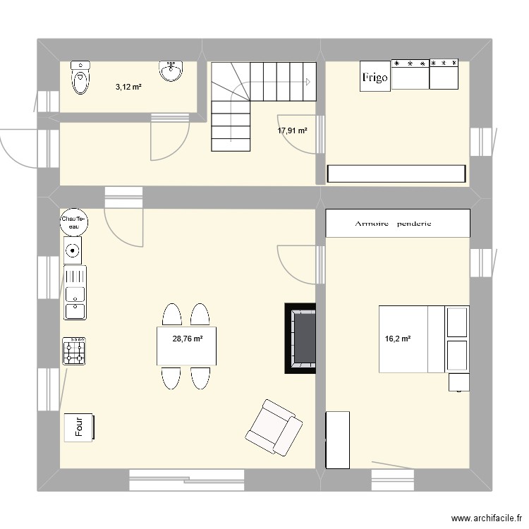 108. Plan de 4 pièces et 66 m2