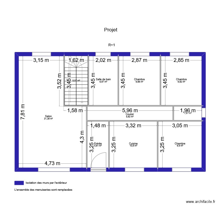 MOURGUES Janine. Plan de 10 pièces et 97 m2