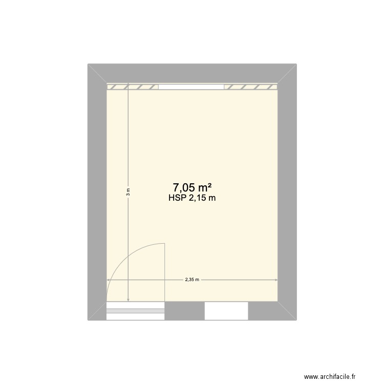 Atelier finition. Plan de 1 pièce et 7 m2