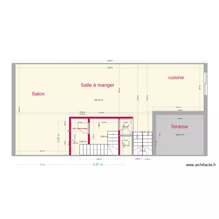 plan terrain 65 1er &eacute;tage 2. Plan de 6  et 91 m²