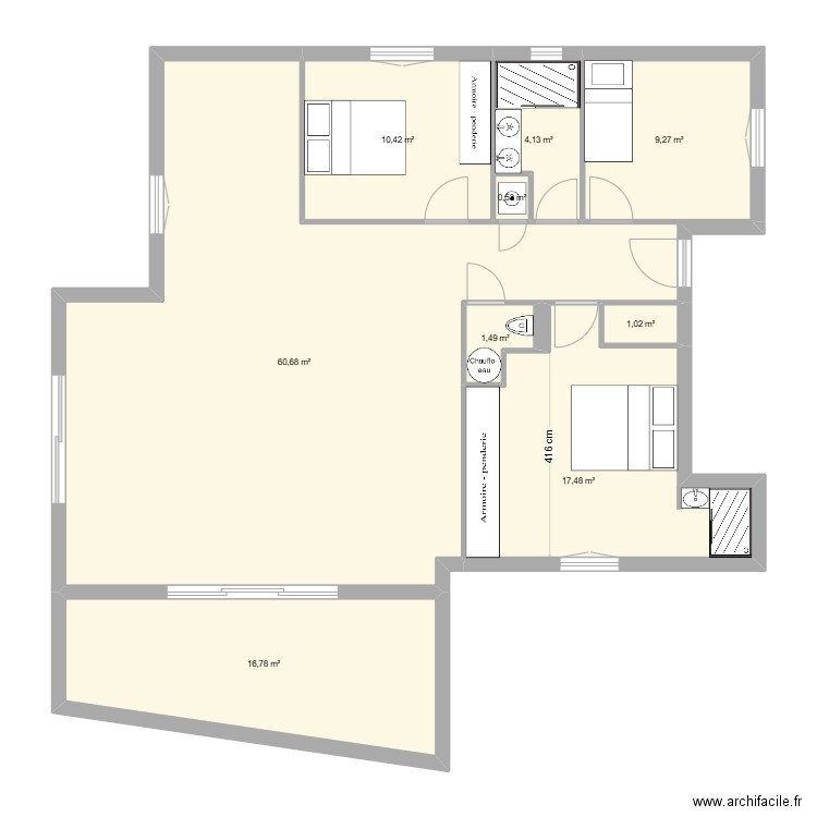 stag1. Plan de 9 pièces et 122 m2