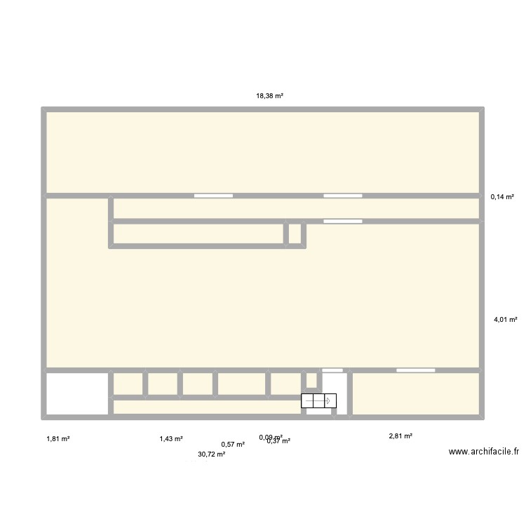 inter marche Villiers le boullet. Plan de 13 pièces et 61 m2