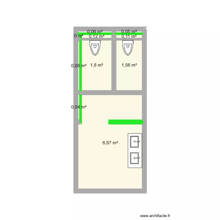 Sanitaires bureau 1er. Plan de 10 et 11 m² Sanitaires bureau 1er. Plan de 10 et 11 m²