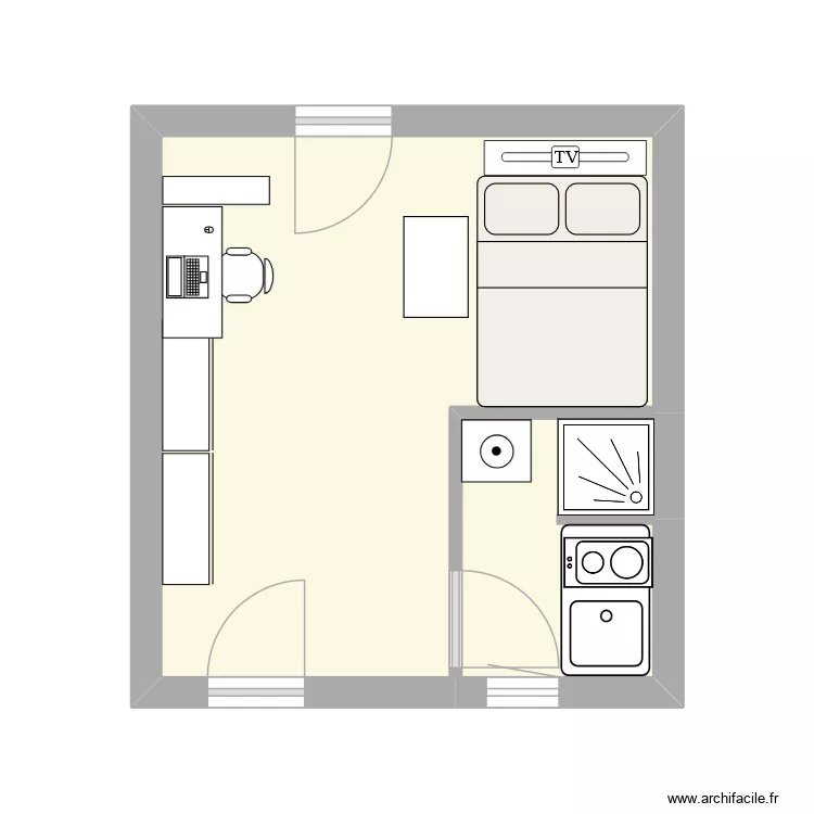 BOUVET. Plan de 2 Pièces et 18 m²