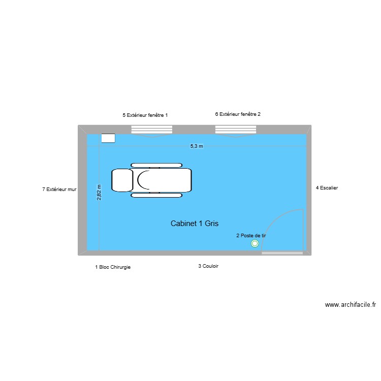 31293 Cabinet 1 Gris. Plan de 1 pièce et 15 m2