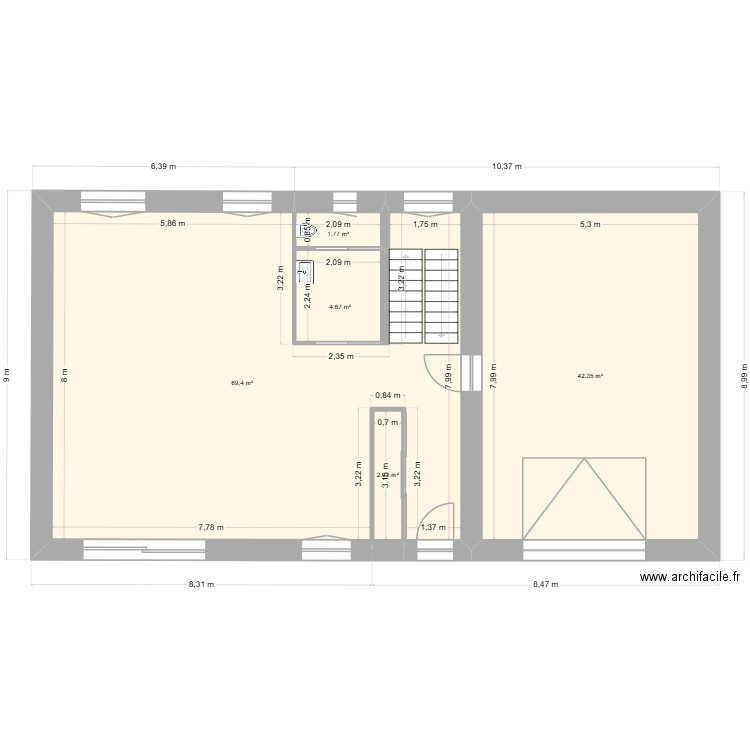 Messimy existant. Plan de 5 pièces et 120 m2