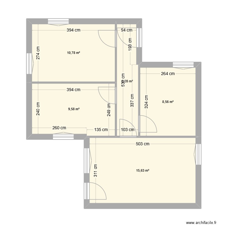 test. Plan de 5 pièces et 50 m2