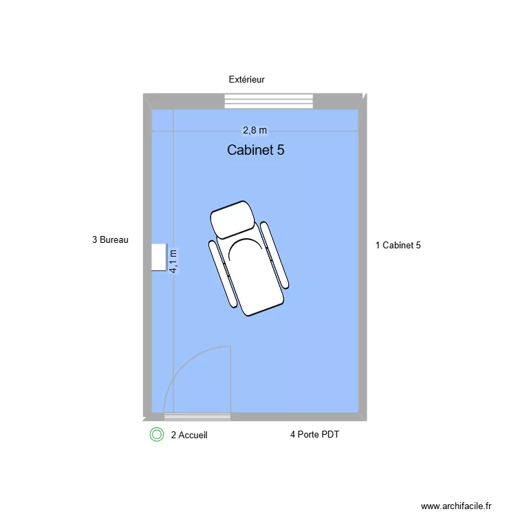 31288 Cabinet 5. Plan de 1  et 11 m²
