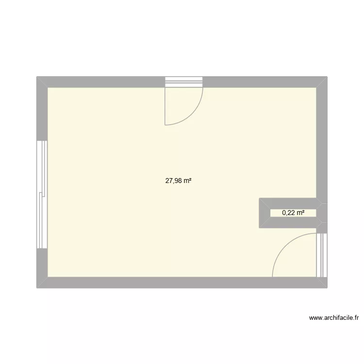 salon. Plan de 2  et 28 m²