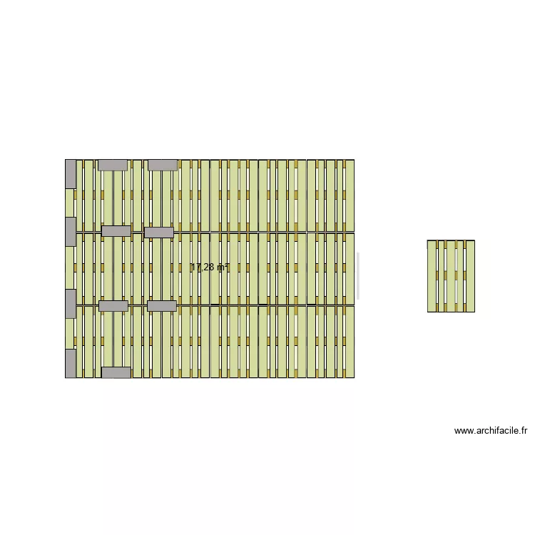 poulailler 3. Plan de 1  et 17 m²