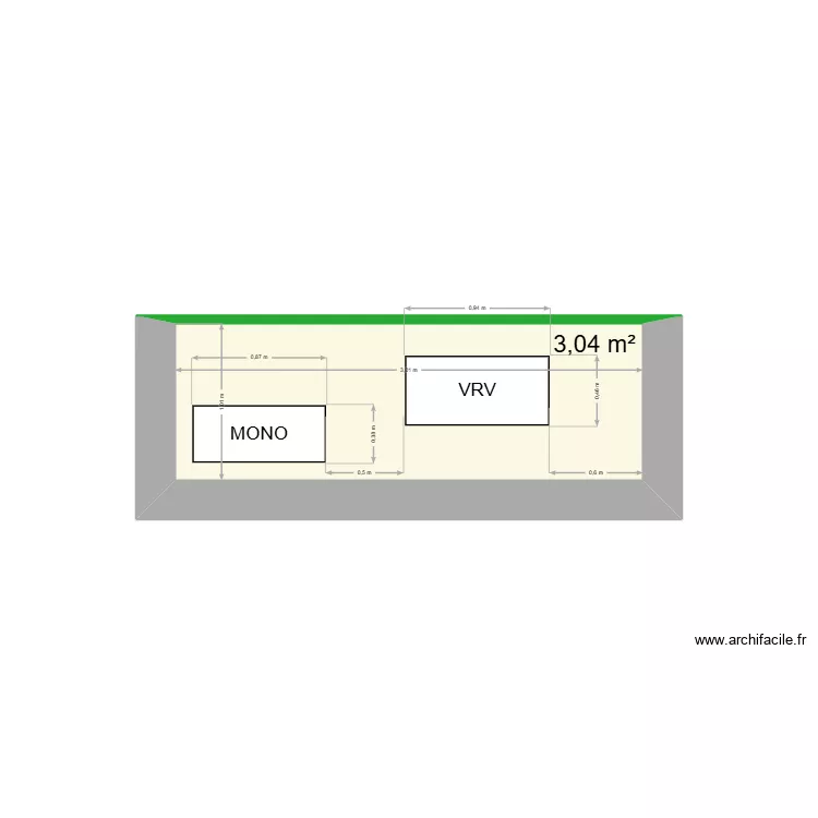 RAF - LOCAL EXTERIEUR. Plan de 1  et 3 m²